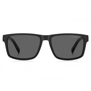 Tommy Hilfiger Erkek Güneş Gözlüğü - Dikdörtgen Siyah Naylon Çerçeve Gri Polarize Cam %100 UV Koruma TH 2142/S