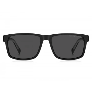 Tommy Hilfiger Erkek Güneş Gözlüğü - Dikdörtgen Siyah Gri Naylon Çerçeve Gri Cam %100 UV Koruma TH 2142/S