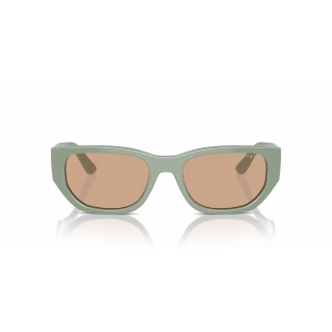 Vogue Unisex Güneş Gözlüğü - Dikdörtgen Form Açık Yeşil Kemik Çerçeve Koyu Kahverengi Cam 0VO5586S