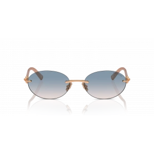 Tiffany & Co. Kadın Güneş Gözlüğü - Oval Pembe Altın Asetat Metal Çerçeve Kahverengi Degrade Mavi Cam %100 UV Koruma 0TF3104D