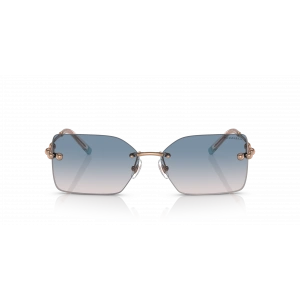Tiffany & Co. Kadın Güneş Gözlüğü - Dikdörtgen Kırmızı Metal Çerçeve Kahverengi Degrade Mavi Cam %100 UV Koruma 3088