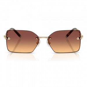 Tiffany & Co. Kadın Güneş Gözlüğü - Dikdörtgen Altın Metal Çerçeve Kahverengi Degrade Cam %100 UV Koruma 0TF3088
