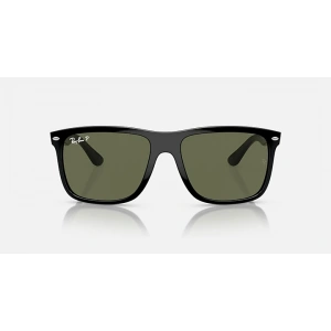 Ray-Ban Unisex Güneş Gözlüğü - BOYFRIEND TWO Kare Siyah Kemik Çerçeve Yeşil Cam Polarize %100 UV Koruma RB4547