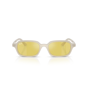 Ray-Ban Unisex Güneş Gözlüğü - Yastık Form Bulutlu Sıcak Beyaz Kemik Çerçeve Sarı Cam Aynalı %100 UV Koruma 0RB4455