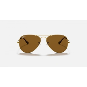 Ray-Ban Unisex Güneş Gözlüğü - Damla Altın Metal Çerçeve Kahverengi Cam Polarize %100 UV Koruma 0RB3025