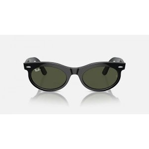 Ray-Ban Güneş Gözlüğü - Oval Siyah Propiyonat Çerçeve Yeşil Cam %100 UV Koruma 0RB2242