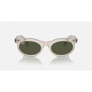 Ray-Ban Güneş Gözlüğü - Oval Foto Dalgalı Gri Propiyonat Çerçeve Yeşil Cam %100 UV Koruma 0RB2242
