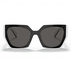 Prada Kadın Güneş Gözlüğü - Geometrik Siyah Beyaz Kemik Çerçeve Gri Cam UV400 0PR 15WS