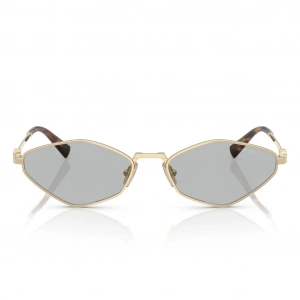 Miu Miu Kadın Güneş Gözlüğü - Asimetrik Altın Metal Çerçeve Gri Cam UV400 0MU 56ZS ZVN50K 56