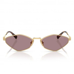 Miu Miu Kadın Güneş Gözlüğü - Asimetrik Altın Metal Çerçeve Pembe Cam 0MU 56ZS 5AK20I 56