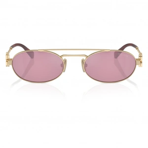 Miu Miu Kadın Güneş Gözlüğü - Oval Soluk Altın Metal Çerçeve Koyu Pembe Cam 0MU 54ZS ZVN50D 53