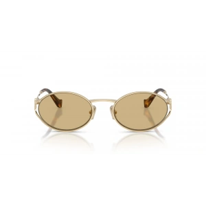 Miu Miu Kadın Güneş Gözlüğü - Oval Altın Metal Çerçeve Kahverengi Cam Degrade 0MU 52YS ZVN10R 54
