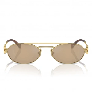Miu Miu Kadın Güneş Gözlüğü - Oval Altın Metal Çerçeve Turuncu Cam 0MU 54ZS 5AK40D 53