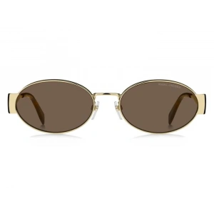 Marc Jacobs Kadın Güneş Gözlüğü - Yuvarlak Altın Metal Çerçeve Kahverengi Cam UV400 MARC 806/S 01Q70 58