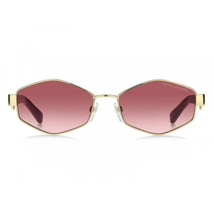 Marc Jacobs Kadın Güneş Gözlüğü - Geometrik Altın Metal Çerçeve Pembe Aynalı Degrade Cam UV400 496/S NOA/3X 55