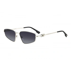 Dsquared2 Unisex Güneş Gözlüğü - Geometrik Gümüş Metal Çerçeve Koyu Gri Aynalı Degrade UV400 Cam %100 UV Koruma ICON 0015/S 010/9O 60