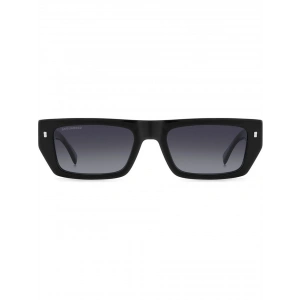 Dsquared2 Erkek Güneş Gözlüğü - Dikdörtgen Siyah Kemik Çerçeve Koyu Gri UV400 Cam %100 UV Koruma Icon 0011/S 807 54