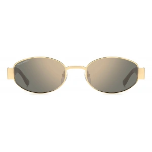 Dsquared2 Erkek Güneş Gözlüğü - Oval Altın Metal Çerçeve Gri Polarize Aynalı UV400 Cam %100 UV Koruma D2 0155/S /SE 00053JO 53