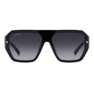 Dsquared2 Erkek Güneş Gözlüğü - Geometrik Siyah Kemik Çerçeve Koyu Gri Aynalı Degrade UV400 Cam %100 UV Koruma D2 0128/S 807/9O 58
