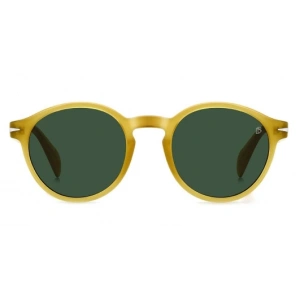 David Beckham Erkek Güneş Gözlüğü - Yuvarlak Sarı Çerçeve Yeşil Cam %100 UV Koruma 1178/S 40G