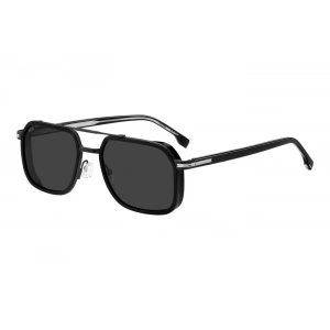 Hugo Boss Erkek Güneş Gözlüğü - Pilot Siyah Kemik Çerçeve Gri Cam %100 UV Koruma BOSS 1724/S