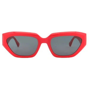 Calvin Klein Jeans Unisex Güneş Gözlüğü - Geometrik Çilek Kırmızısı (Kırmızı) Çerçeve Gri Cam UV Koruma 23652S 600