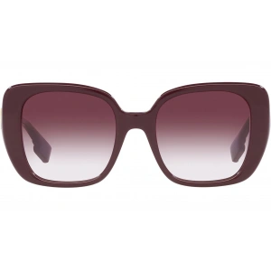Burberry Kadın Güneş Gözlüğü - Kare Bordo Kemik Çerçeve Mor Degrade Cam %100 UV Koruma 0BE4371 39798h 52