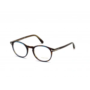 Tom Ford Erkek Gözlük – Yuvarlak Havana Kemik Çerçeve, Mavi Işık Filtreli Cam, UV400 Korumalı FT5294 056 50