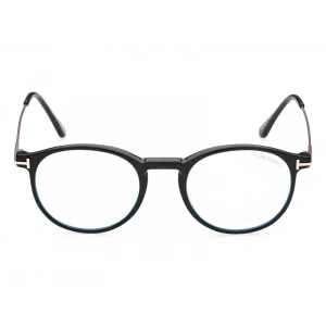 Tom Ford Numarasız Mavi Işık Korumalı Erkek Gözlük – Oval Siyah Altın Kemik Ve Metal Çerçeve, Mavi Işık Filtreli Cam, UV400 Korumalı FT5759-B 001 49
