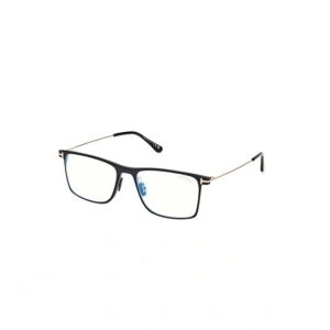 Tom Ford Numarasız Mavi Işık Korumalı Unisex Gözlük – Dikdörtgen Siyah Altın Kemik Ve Metal Çerçeve, Mavi Işık Filtreli Cam, UV400 Korumalı FT5865-B 002 55