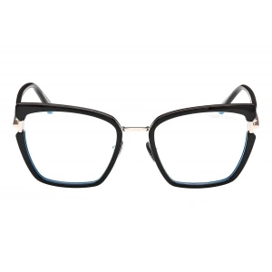 Tom Ford Numarasız Mavi Işık Korumalı Kadın Gözlük – Kelebek Siyah Metal Çerçeve, Mavi Işık Filtreli Cam, UV400 Korumalı FT5984-B 001 54