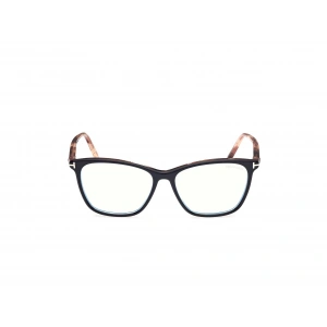 Tom Ford Numarasız Mavi Işık Korumalı Kadın Gözlük – Kare Siyah Havana Kemik Çerçeve, Mavi Işık Filtreli Cam, UV400 Korumalı FT5989-B 005 55