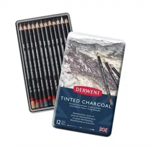 DERWENT TINTED CHARCOAL PENCIL 12Lİ TENEKE KUTU
