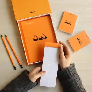 Rhodıa Essential Box Set Çizgili Turuncu +Kurşun Kalem