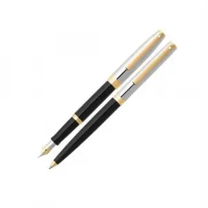 SHEAFFER 9475 SAGARIS DOLMA TÜKENMEZ SET SİYAH ALTIN KROM DEFTER HEDİYELİ