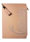 VJ KEDİLİ GEÇMELİ VEGAN KAPAKLI DEFTER 13x18 CM. 100 GR. 160 SAY. CEPLİ FERMUARLI PEMBE