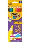BİC SUPERSOFT KURU BOYA 8Lİ KUTU + JUMBO KALEM TIRAŞ