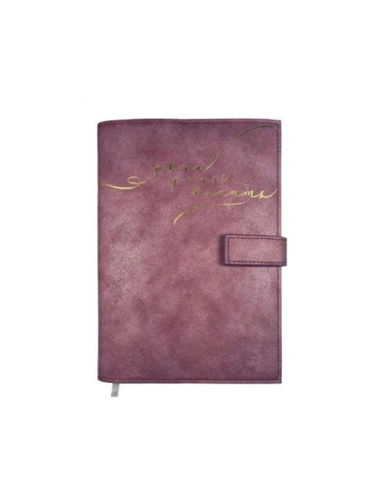 VJ VEGAN DERİ GEÇMELİ KAPAKLI TARİHSİZ AJANDA-PLANLAYICI A5 100 GR. IVORY 224 SYF. MÜRDÜM