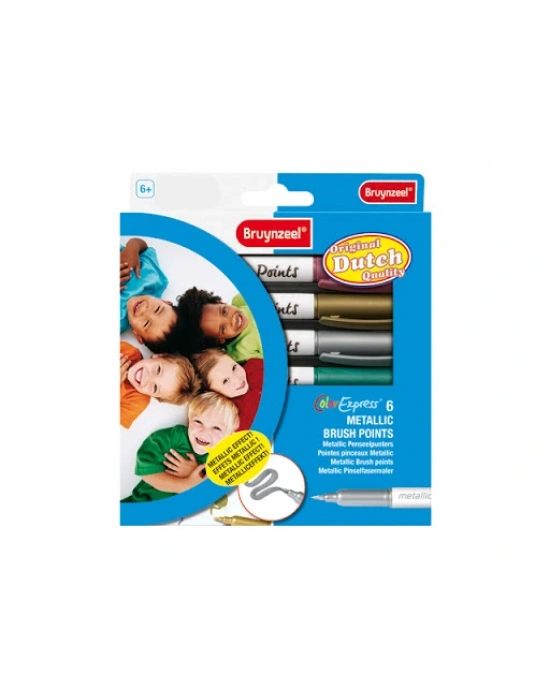 METALLIC BRUSH POINTS KEÇELİ KALEM 6LI SET