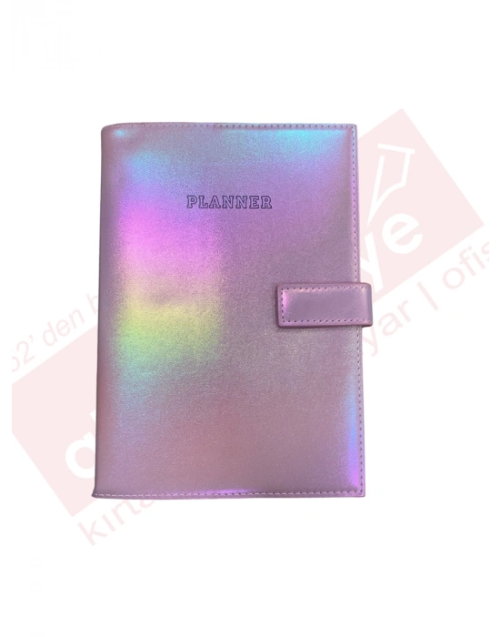 VJ VEGAN DERİ GEÇMELİ KAPAKLI TARİHSİZ AJANDA-PLANLAYICI A5 100 GR. IVORY 224 SYF. M.LİLA