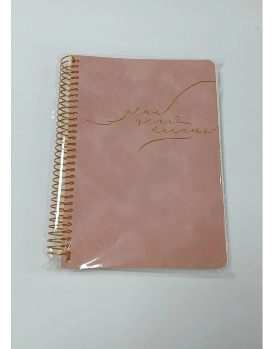 VJ DERİ ESNEK KAPAKLI SPİRALLİ TARİHSİZ AJANDA-PLANLAYICI A5 100 GR. IVORY 224 SYF. PUDRA