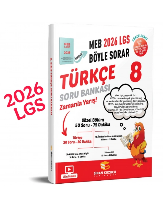 8. Sınıf 2026 Lgs Meb Böyle Sorar TÜRKÇE Soru Bankası Video Çözümlü
