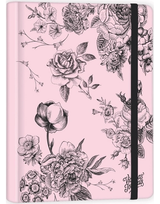 VJ DEFTER16,5x22,5BLACK & PİNK FLORALS SPR.LASTİKLİ 96 YP 100GR. ÇİZGİLİ 1721