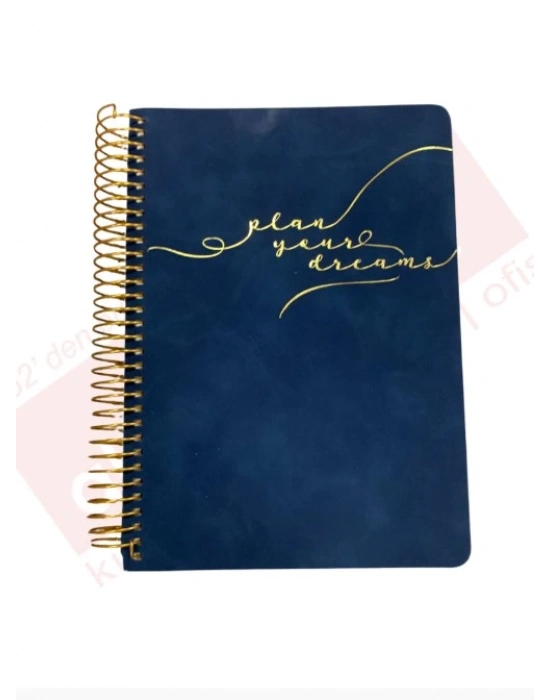 VJ DERİ ESNEK KAPAKLI SPİRALLİ TARİHSİZ AJANDA-PLANLAYICI A5 100 GR. IVORY 224 SYF. LACİVERT