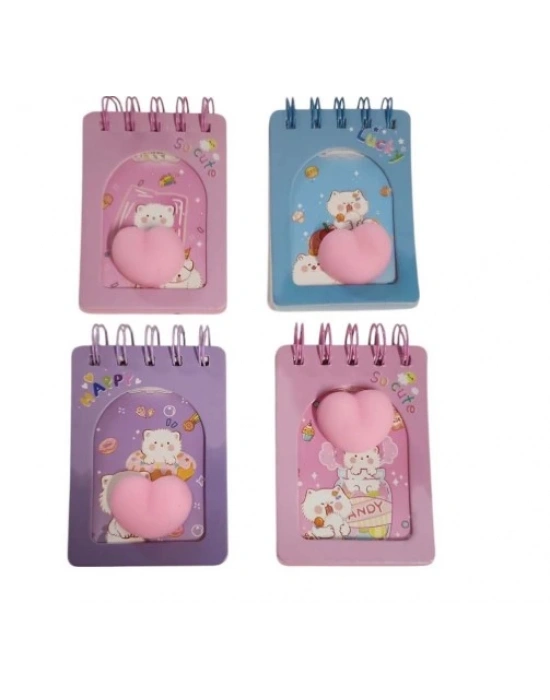 TAROS UNİCK COLOR MUTLU KEDİ KALPLİ SPİRALLİ NOT DEFTERİ ASORTİ