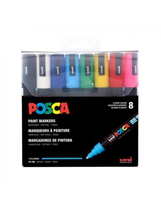 Uniball POSCA 1.8-2.5 Su Bazlı Boyama Markörü Ana Renk 8li