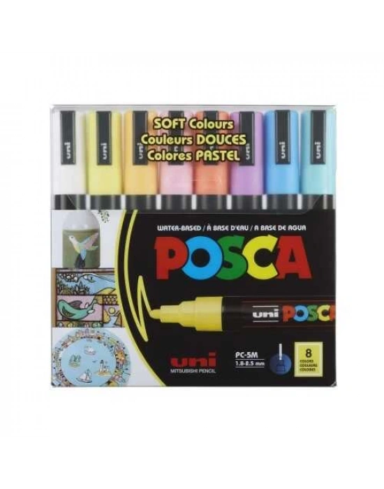 Uniball POSCA 1.8-2.5 Su Bazlı Boyama Markörü Sotf Renk 8li