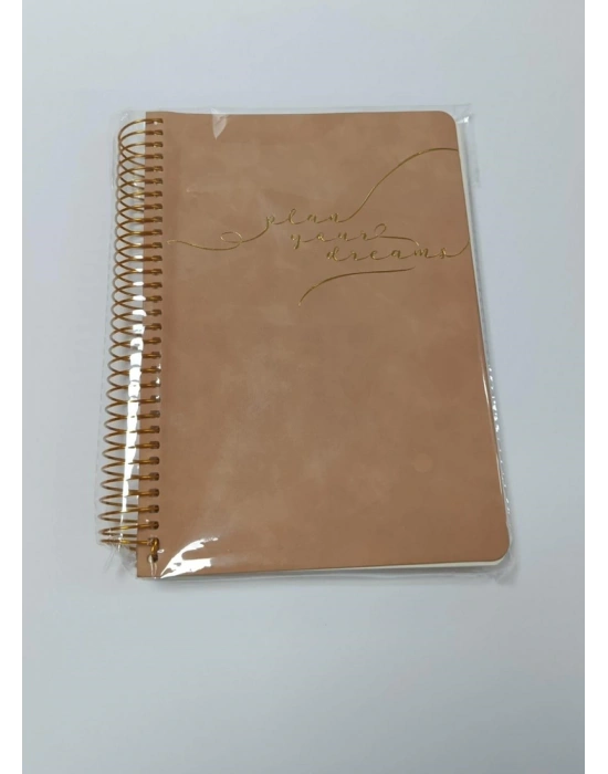 VJ DERİ ESNEK KAPAKLI SPİRALLİ TARİHSİZ AJANDA-PLANLAYICI A5 100 GR. IVORY 224 SYF. TEN