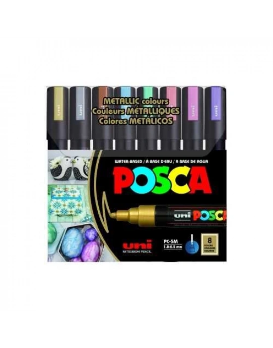 Uniball POSCA 1.8-2.5 Su Bazlı Boyama Markörü Metalik 8li
