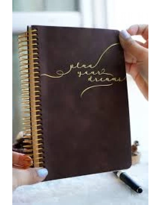 VJ DERİ ESNEK KAPAKLI SPİRALLİ TARİHSİZ AJANDA-PLANLAYICI A5 100 GR. IVORY 224 SYF. KAHVE